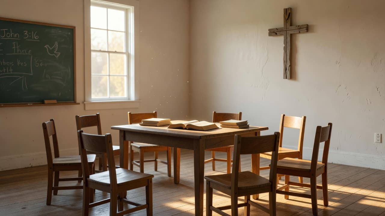 A church classroom set up for Sunday school